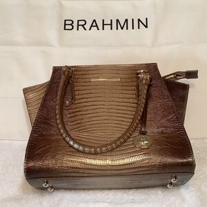Brahmin Mini Priscilla Satchel Bronze All Over Lizard